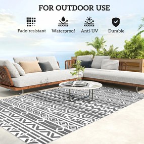Outsunny Dywan zewnętrzny trwały i odporny na warunki atmosferyczne, dywan w stylu Boho do salonu, balkonu