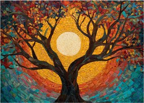 Obraz - Słońce w koronie drzewa życia (70x50 cm)