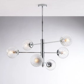 Lampa wisząca Demetra z polerowanego chromowanego żelaza, 6 świateł X 97 Ø73 BL279-6-CR