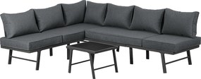 Zestaw mebli ogrodowych z aluminium - 6 miejsc - 2 sofy i 1 stolik kawowy - Szary