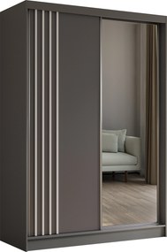 Szafa NELVIA - Szary / Lamele Białe / Bez szuflad / 150 cm