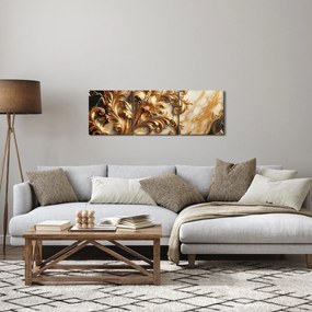 Obraz - Marmur ze złotem (z zegarem) (90x30 cm)