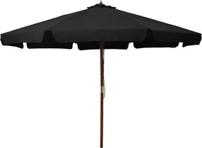 Parasol Ogrodowy Czarny Z Bambusowym Stelażem Z9-E08