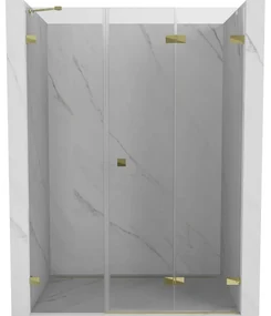 Mexen Lunar-F drzwi prysznicowe składane prawe 135 cm, transparent, złote - 836S-135-050-50-00-P