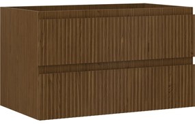 Mexen Rivel szafka łazienkowa podumywalkowa 80 cm, 2 szuflady, ryflowana , orzech - 91A20-08047-2-BFF86