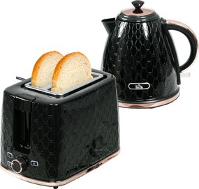 HOMCOM Zestaw czajnika i tostera, 1,7 L, różne tryby, wskaźniki LED, czarny