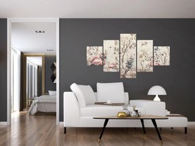 Obraz - Rysunek flamingów (125x70 cm)
