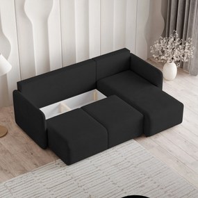 Masseno Narożnik SUVINO z funkcją spania i pojemnikiem na pościel Narozniki L, Rozkładana sofa - Czarny, NEVE 100
