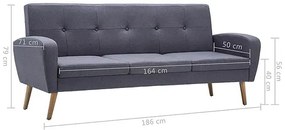 Trzyosobowa sofa pikowana jasnoszara - Anita 3Q