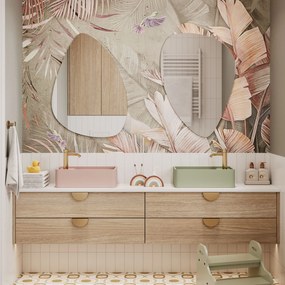 Umywalka z kamienia syntetycznego nablatowa / wisząca prostokątna zielona 43 cm x 25 cm EVELIA Green : Otwory na baterię - Tak, Typ montażu - nablatowa