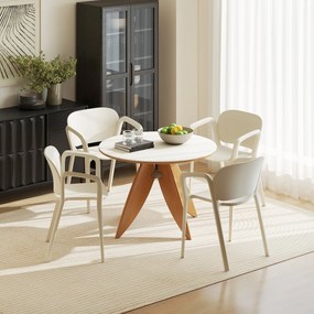 Outsunny Zestaw 4 Wodoodpornych Krzeseł Ogrodowych Stosowalnych z Podłokietnikami i Oparciem, Do 120 kg