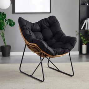 Fotel ogrodowy z poduchą Fin na płozach, czarny