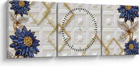Obraz - Diamentowe kwiaty (z zegarem) (90x30 cm)