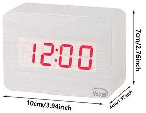 Zegar budzik drewniany led elektroniczny cyfrowy stojący - termometr + data