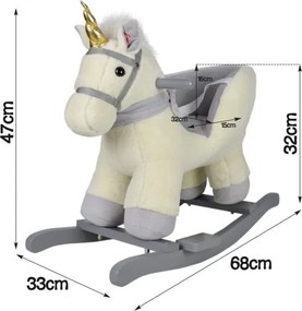 Pluszowy jednorożec na biegunach, 68 x 33 x 47 cm