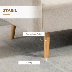 HOMCOM 2-osobowa Sofa, Design Nowoczesny, w zestawie 2 poduszki, nogi drewniane, 130 x 70 x 80 cm, Kremowy