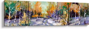 Obraz - Zaśnieżona ścieżka przez las, obraz olejny (170x50 cm)
