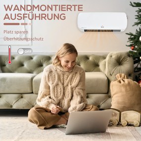 HOMCOM Grzejnik ścienno-2000W z pilotem zdalnego sterowania 2 tryby grzania wyświetlacz LED timer 12h do łazienki