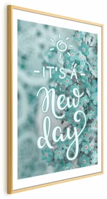 Plakat New day 29,7x42 cm z ramą złotą z marginesem ARTGEIST B