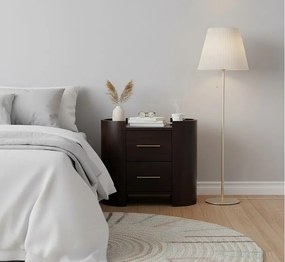 Artisan Furniture Szafka nocna Valencia z dwiema szufladami z litego drewna mango, uchwyty w kształcie litery T, ciemnobrązowa