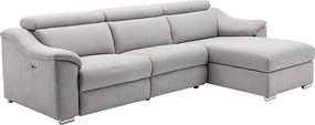 Kanapa narożna PEDRERA z funkcją relax, z tkaniny w kolorze jasnoszarym – prawoskrętna