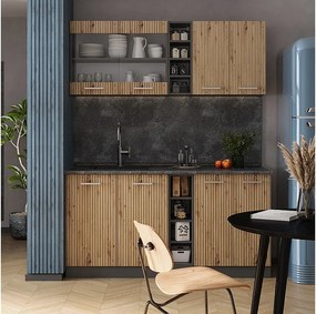 Pojedyncza kuchnia artisan dąb/antracyt 160x60x81.6 r-line