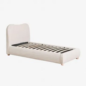 Łóżko Z Tapicerowanym Pojemnikiem Na Pościel Winselet Tkaniny Beżowy Krem & 90 X 190 Cm - Sklum