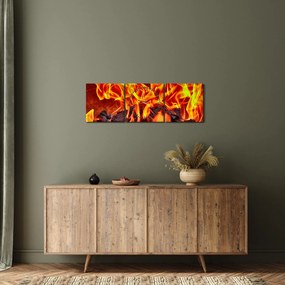Obraz płonących węgli (z zegarem) (90x30 cm)