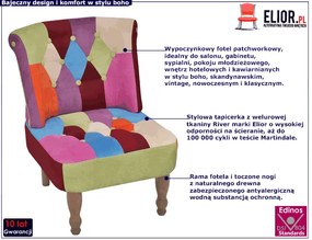 Patchworkowy fotel pikowany F9-S73