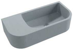 Umywalka betonowa wisząca / nablatowa półokrągła z półką bez otworu na baterię 65 x 30 cm LARMO | różne kolory : Kolor - Ciemny szary, Typ montażu - podwieszana