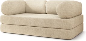 Masseno Sofa piankowa EIREN z funkcją spania, Kanapa z pianki do salonu, Bezmontażowa, Tkanina bucle – Kremowy QUELLE 02