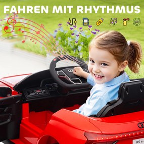 HOMCOM Elektryczny samochód dla dzieci Licencjonowane Audi z bezpiecznym pasem pilotem i światłem Czerwony i czarny 103x58x41 cm | Aosom PL