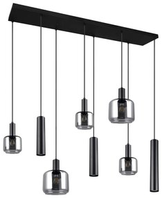 Czarna lampa wisząca z metalowo-szklanym kloszem Mataro – Trio