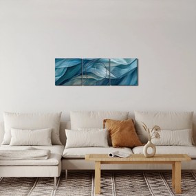 Obraz - Niebieskie i białe fale (z zegarem) (90x30 cm)