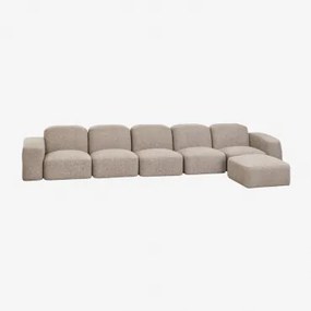 Bastian 5-częściowa Modułowa Sofa I Pufa Bukla Brąz Mokka - Sklum
