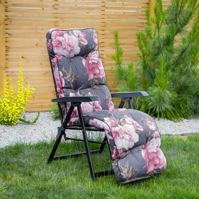 Fotel ogrodowy z podnóżkiem Lena Plus Black Edition A098-01IB PATIO