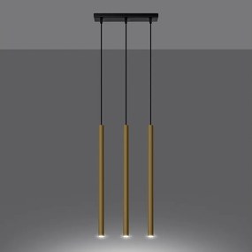 Lampy wiszące nowoczesny Brill, stal - 3 źródło światła 3000K - L.30 x H.90 cm - złoty połysk