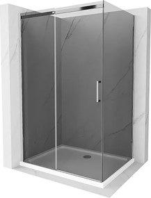 Mexen Omega kabina prysznicowa rozsuwana 130 x 100 cm, grafit, chrom + brodzik Flat, bialy - 825-130-100-01-40-4010