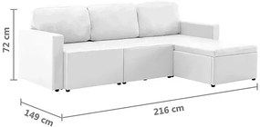 Rozkładana kanapa modułowa biała - Odi 4Q