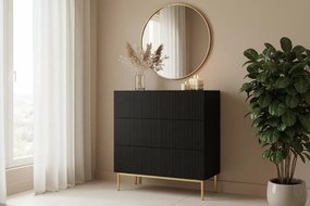 Komoda z szufladami Nicole 100 cm - czarny mat / złote nóżki