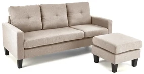 Sofa GERSON beżowa z podnóżkiem HALMAR