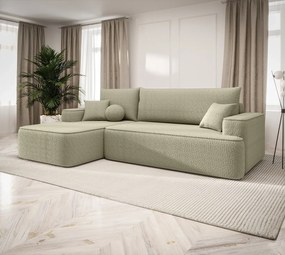 Ciemnobeżowy tapicerowany narożnik z pojemnikiem E4-N54