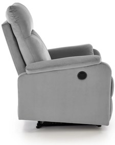 Fotel wypoczynkowy z funkcją elektrycznego rozkładania CROCUS popielaty