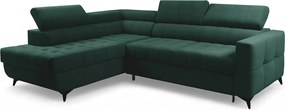 Narożnik Nardo L z funkcją spania lewostronny - zielony welur Bluvel 78