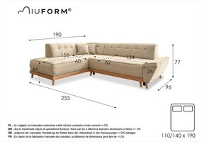 Turkusowy rozkładany narożnik (lewostronny) Dazzling Daisy – Miuform