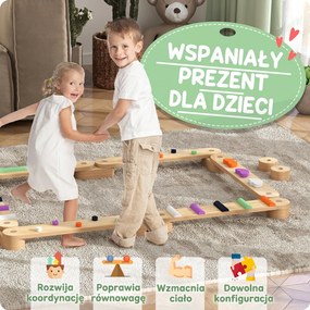AIYAPLAY Zestaw Belka Balansowa dla Dzieci z Drewna, dla Dzieci 3-8 Lat, Dwustronne Deski do Balansowania dla Zabawnej Koordynacji