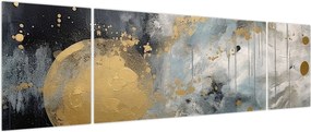 Obraz - Abstrakcja ze złotą kulą (170x50 cm)