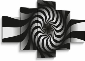 Abstrakcyjny obraz czarno - białej spirali (125x70 cm)