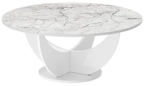 Ława CAPRI 100x100 biały marmur venatino/biały połysk HUBERTUS