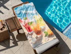 Szybkoschnący XL ręcznik plażowy COLD DRINKS kolorowy 100 x 180 cm, 100% mikrofibra
